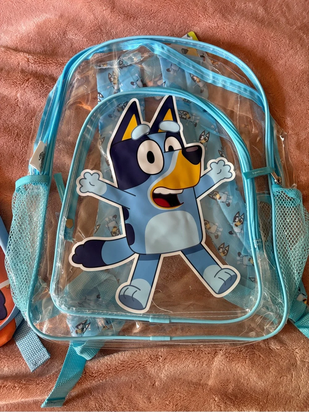Bluey Kids Backpack Duo - Orange & Turquoise & Clear